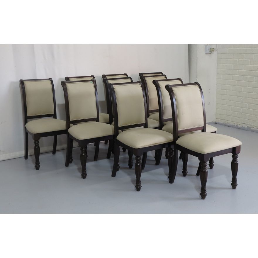 SET OF 10 MAHOGANY UPHOLSTERED DINING CHAIRS