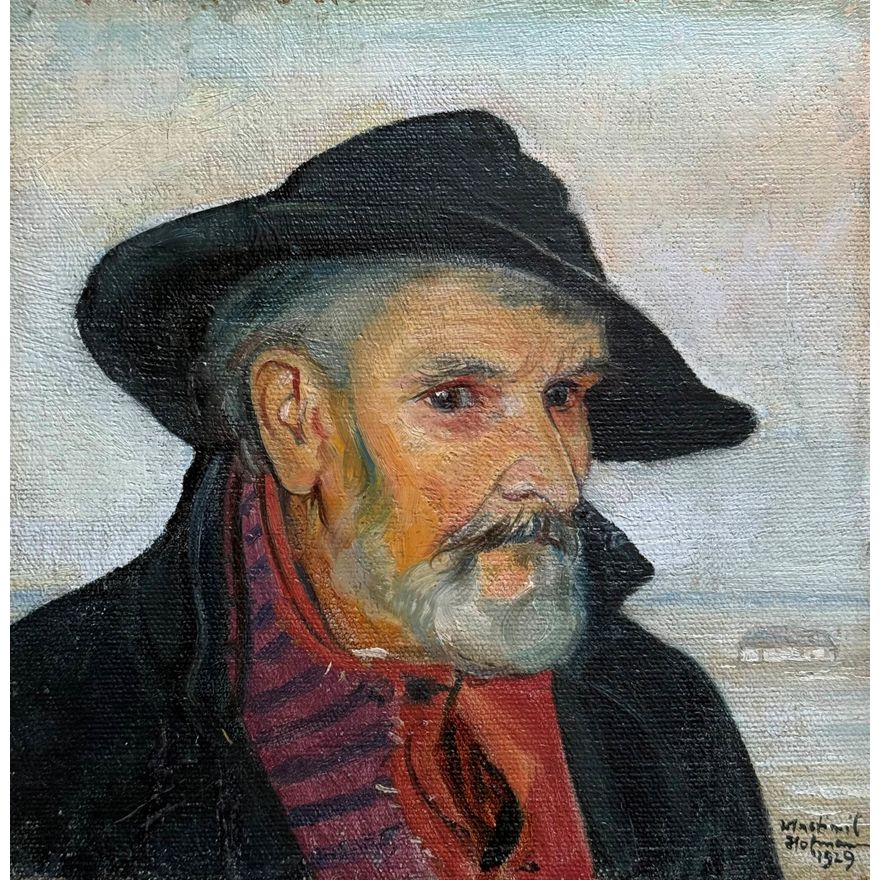 Wlastimil Hofman | Portret mężczyzny w kapeluszu, 1929 r.