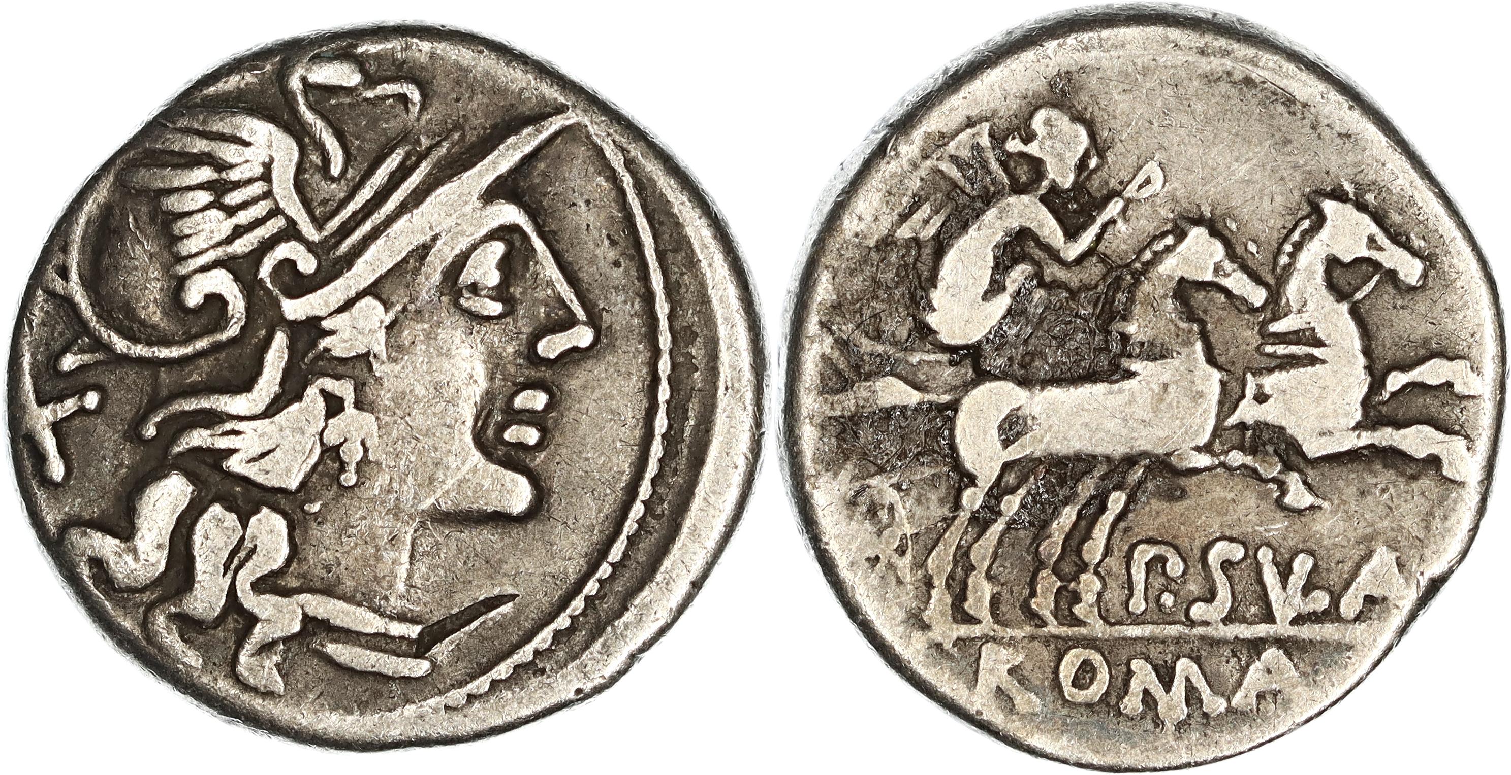 Roman Republic, P. Cornelius P.f. Sulla, Silver Denarius, 151 BC, nVF