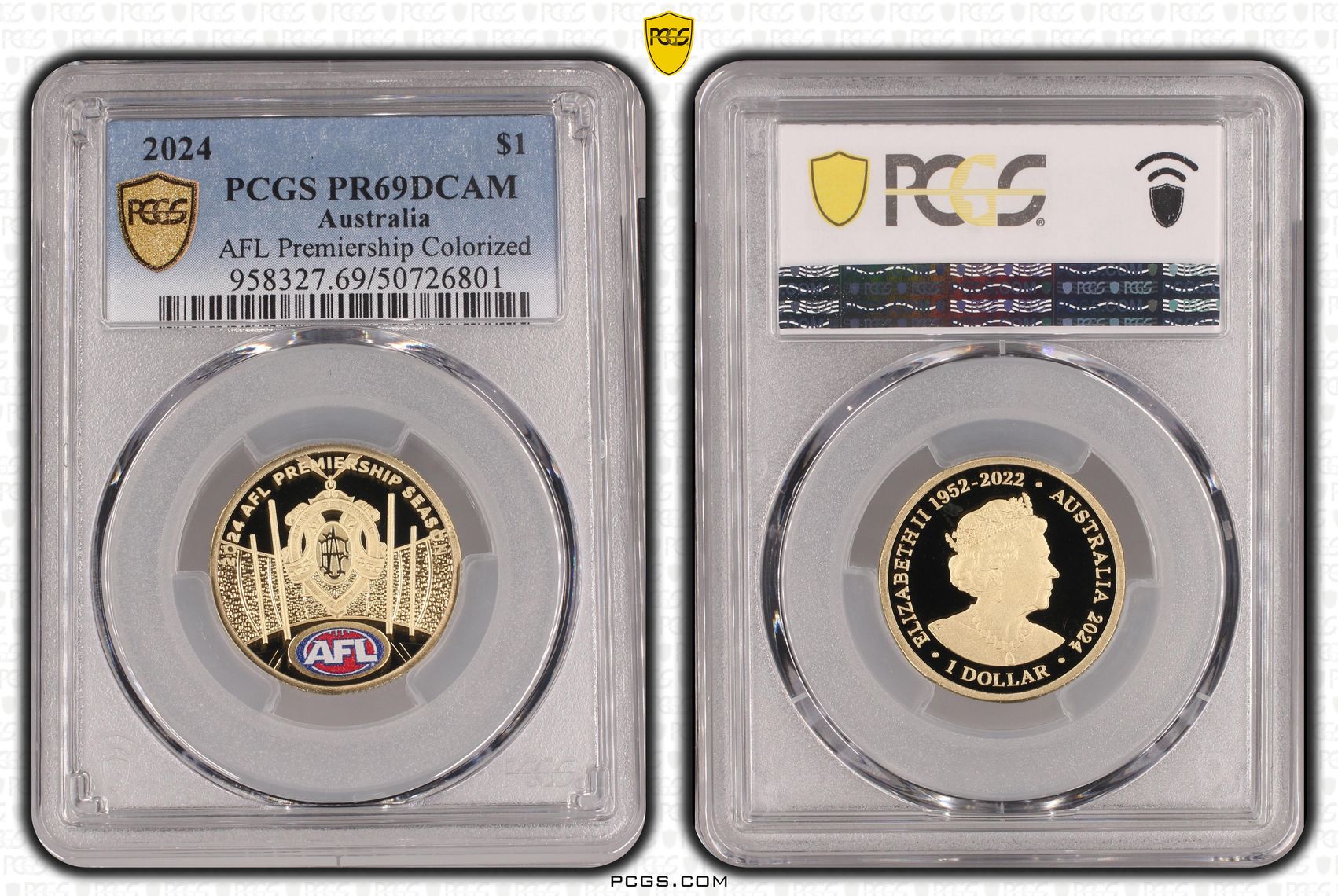 AFL Premiership Colorized , One Dollar, 2024, PCGS PR69DCAM