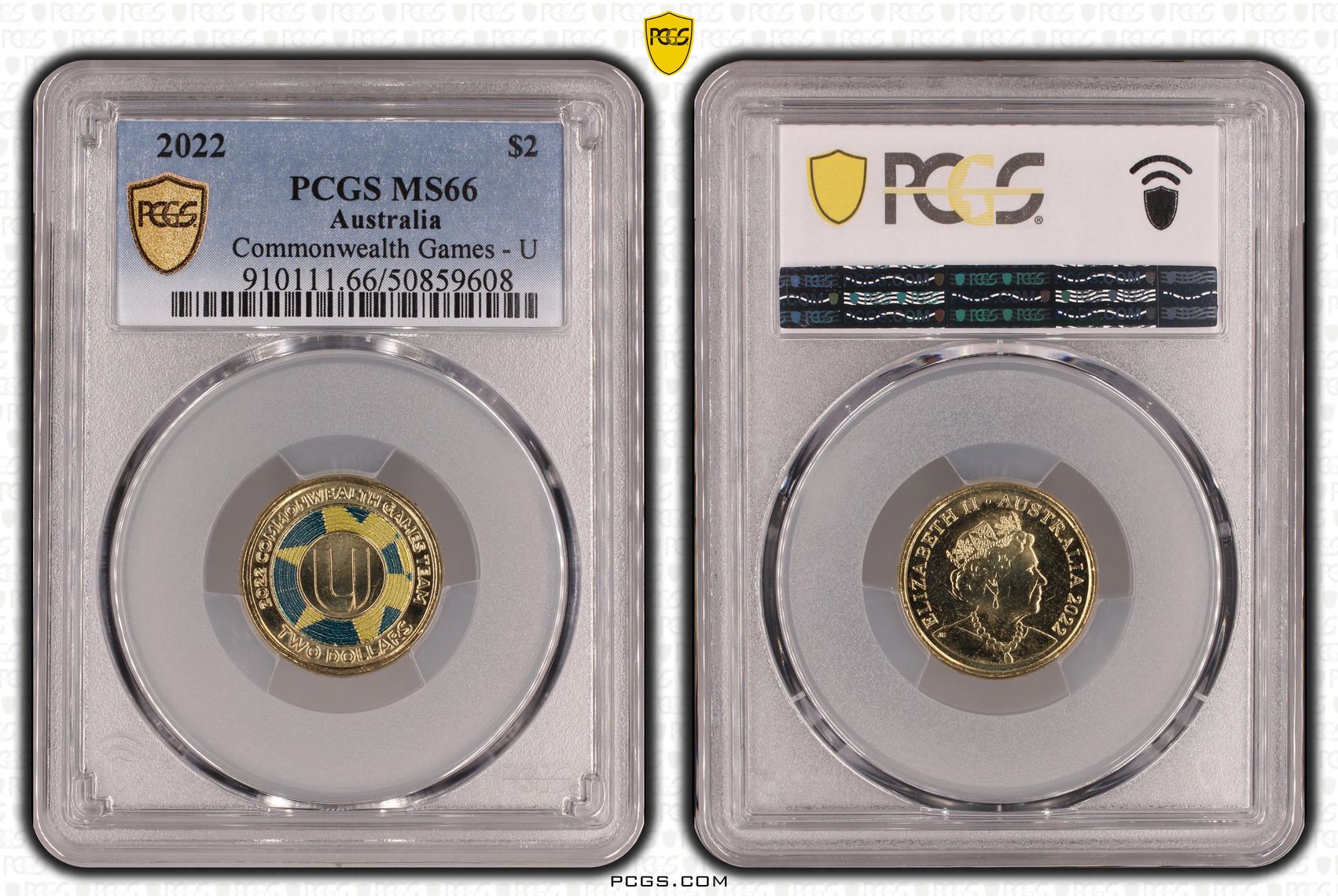 Commonwealth Games - U Colorized, Two Dollar, 2022, PCGS MS66