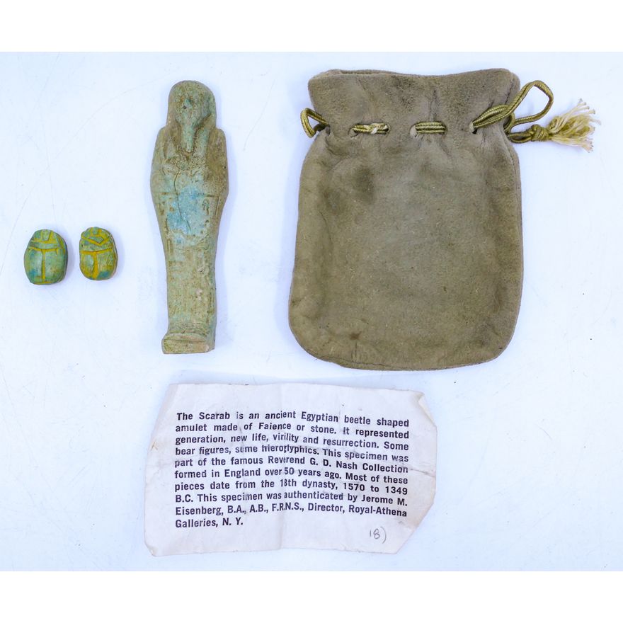 Box Ancient Egyptian Faience Ushabti etc.