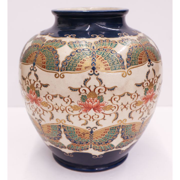 Japanese Gosu Blue Satsuma Butterfly Vase