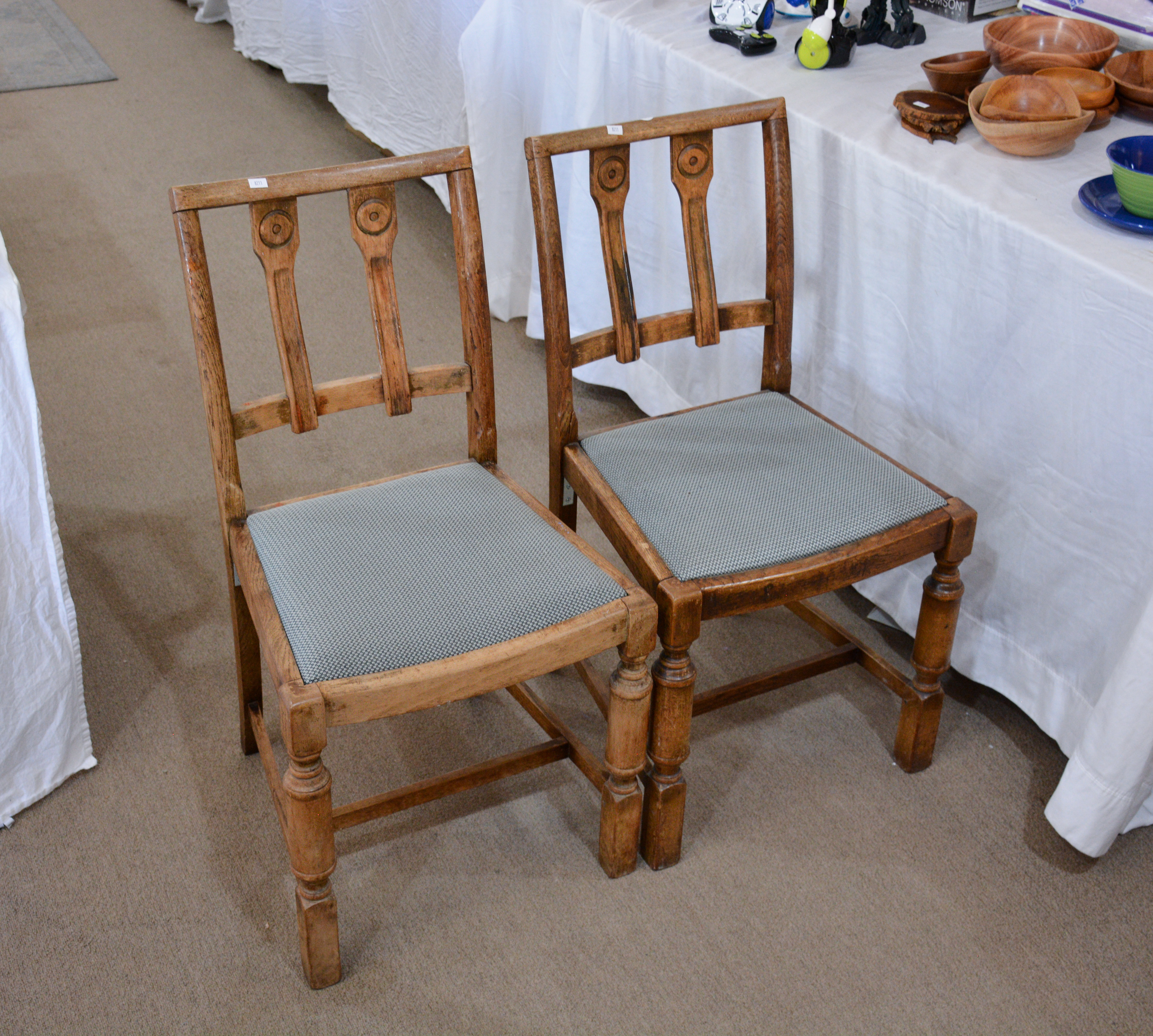 Pair of Antique Oak Dining Chairs — sold at auction in New Zealand for $5