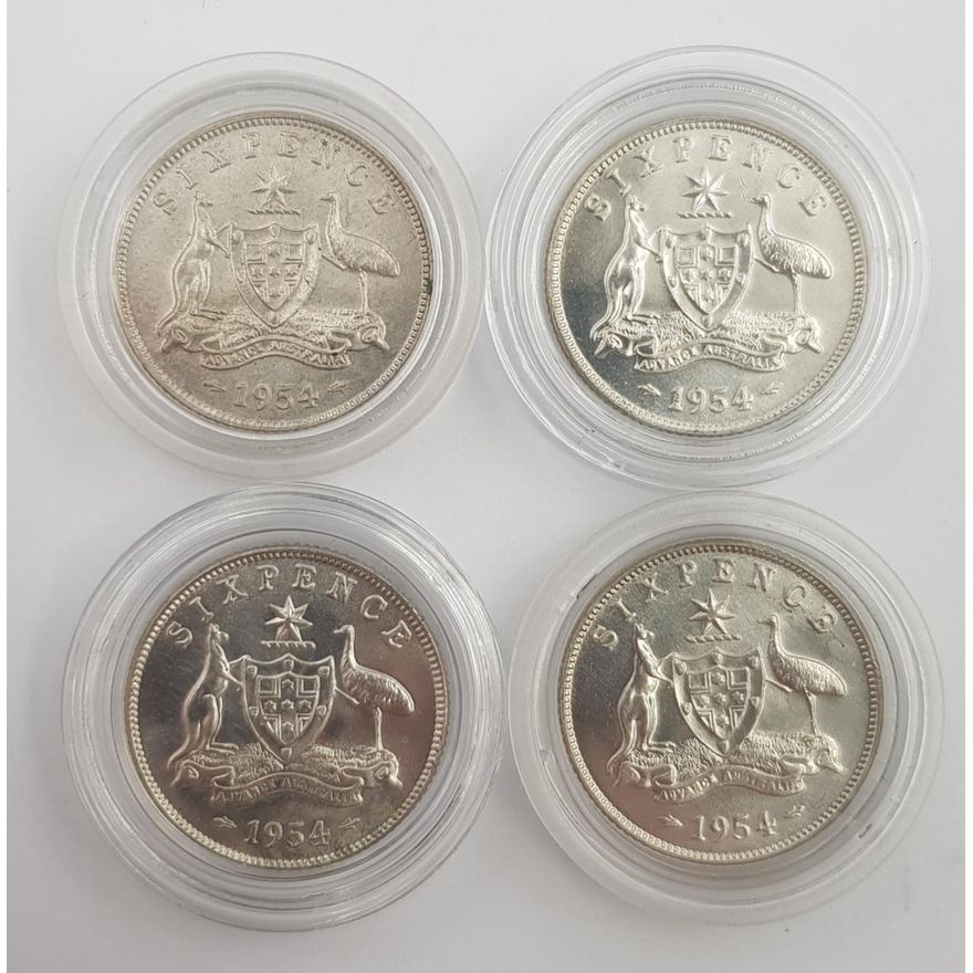 Aus. 1954 Sixpence (x4)