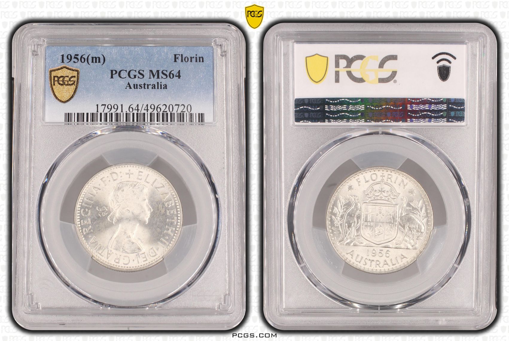 Elizabeth II, Florin, 1956(m), PCGS MS64
