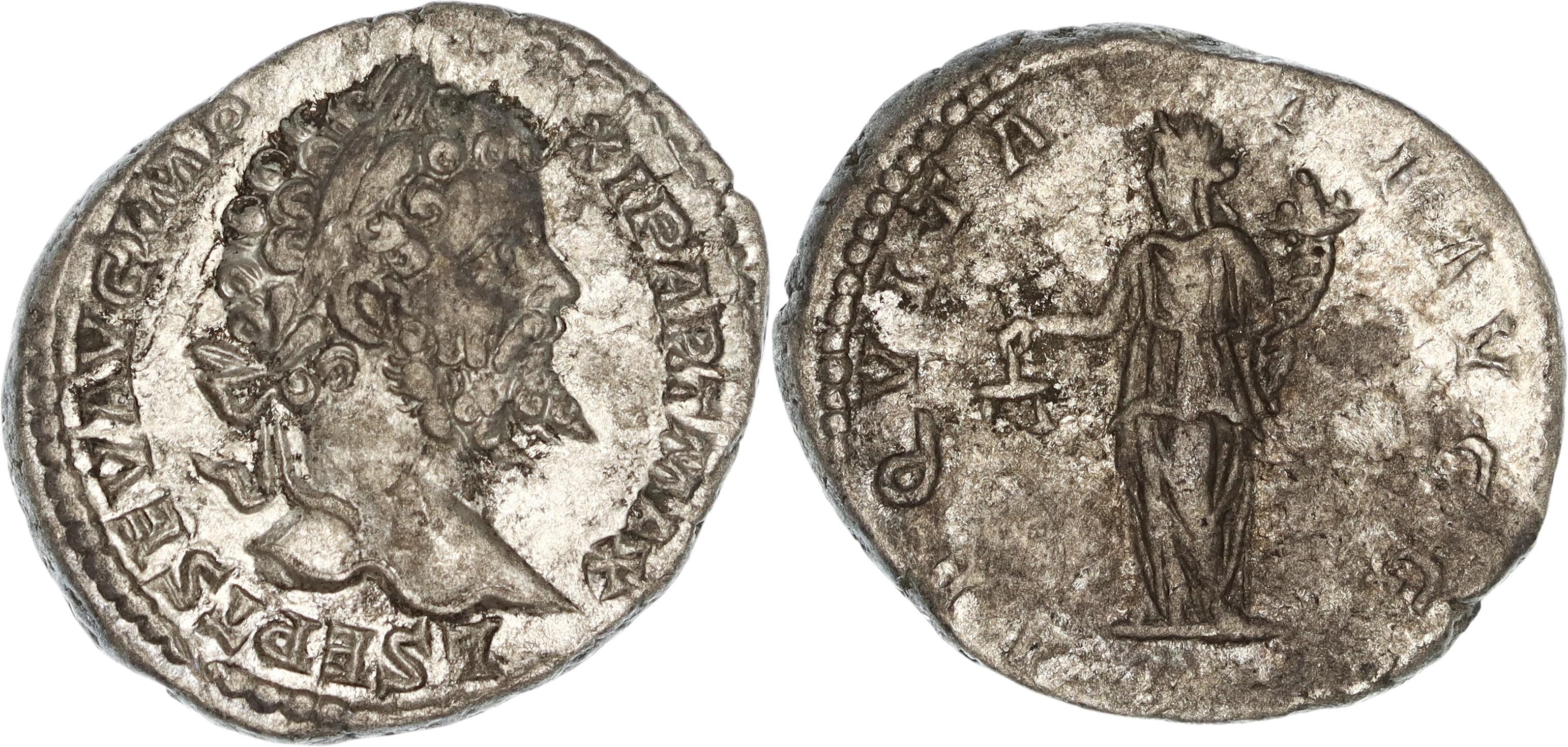 Roman Empire, Septimius Severus, Silver Denarius, 199 AD, nVF
