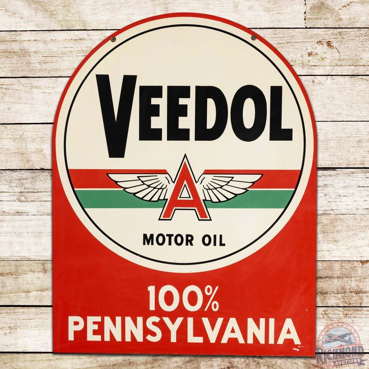 Veedol Flying A 100% Pennsylvania Motor Oil DST Tombstone Sign