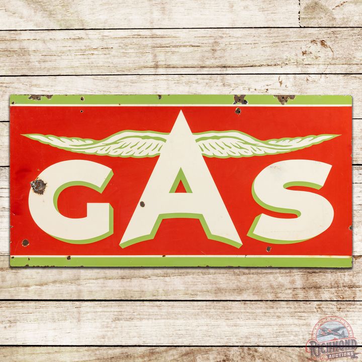 Flying A Gasoline Chicken Wing DS Porcelain Sign w/ Logo