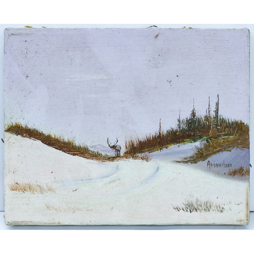 Gene Amondson ''Elk in the Distance'' Oil on Canvas 8''x10''