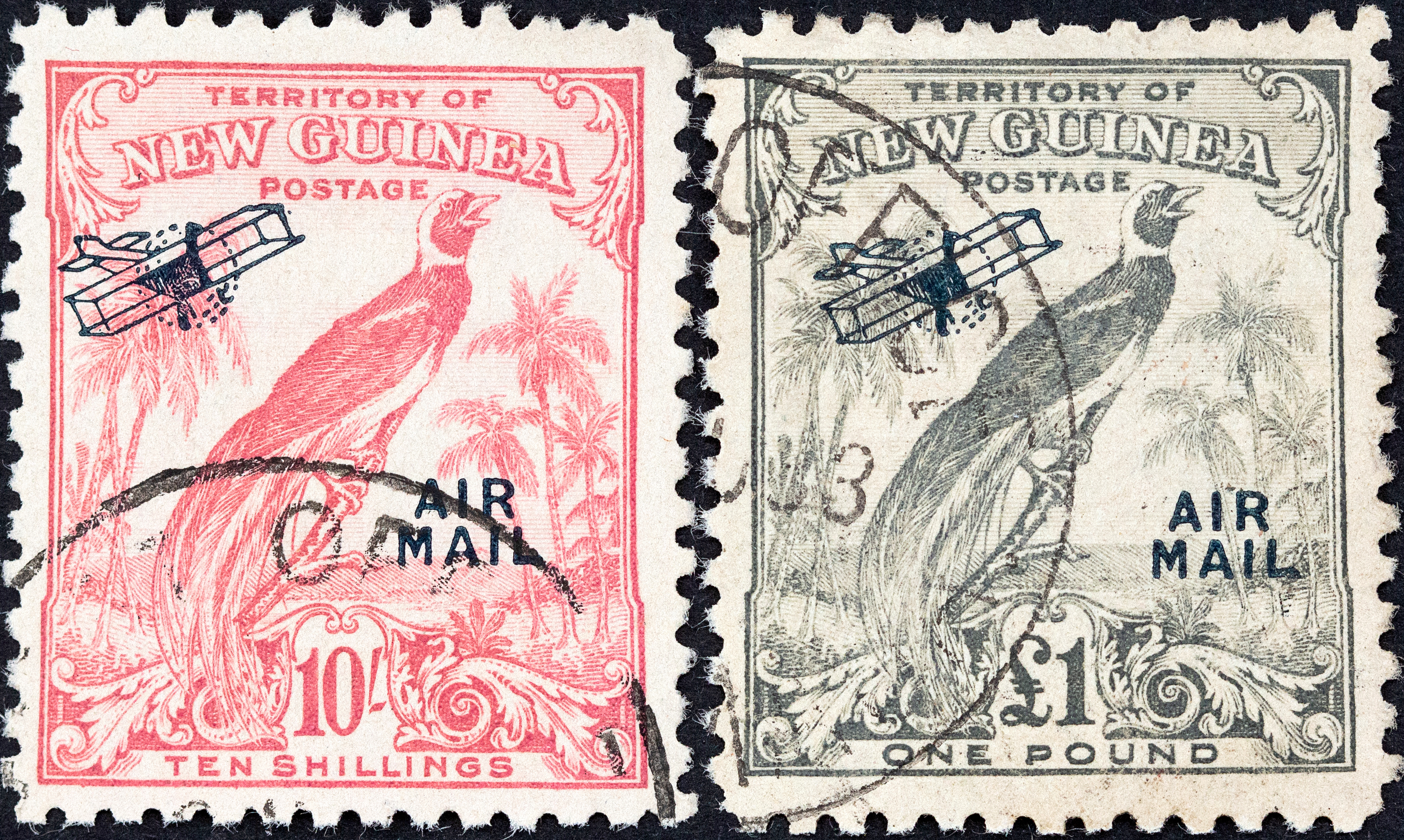 New Guinea, Undated Birds Airmail Overprint, 1932, FU