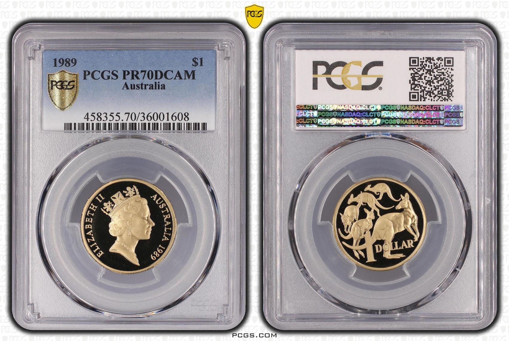 Top pop, One Dollar, 1989, PCGS PR70DCAM