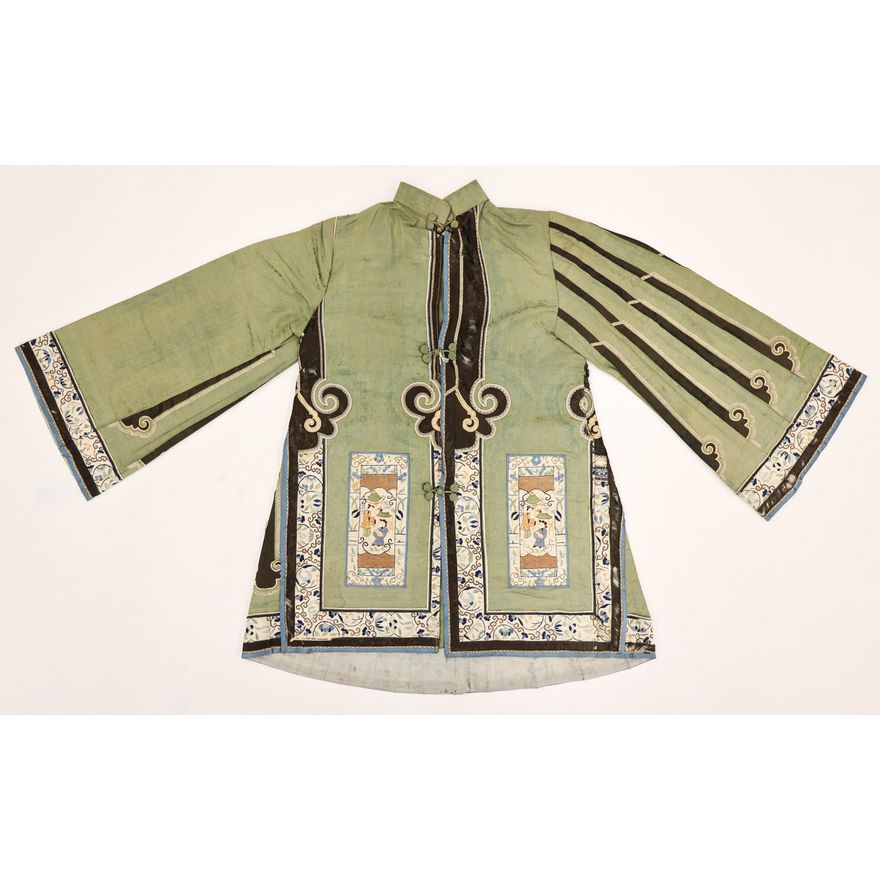 Chinese Silk Embroidered Green Robe
