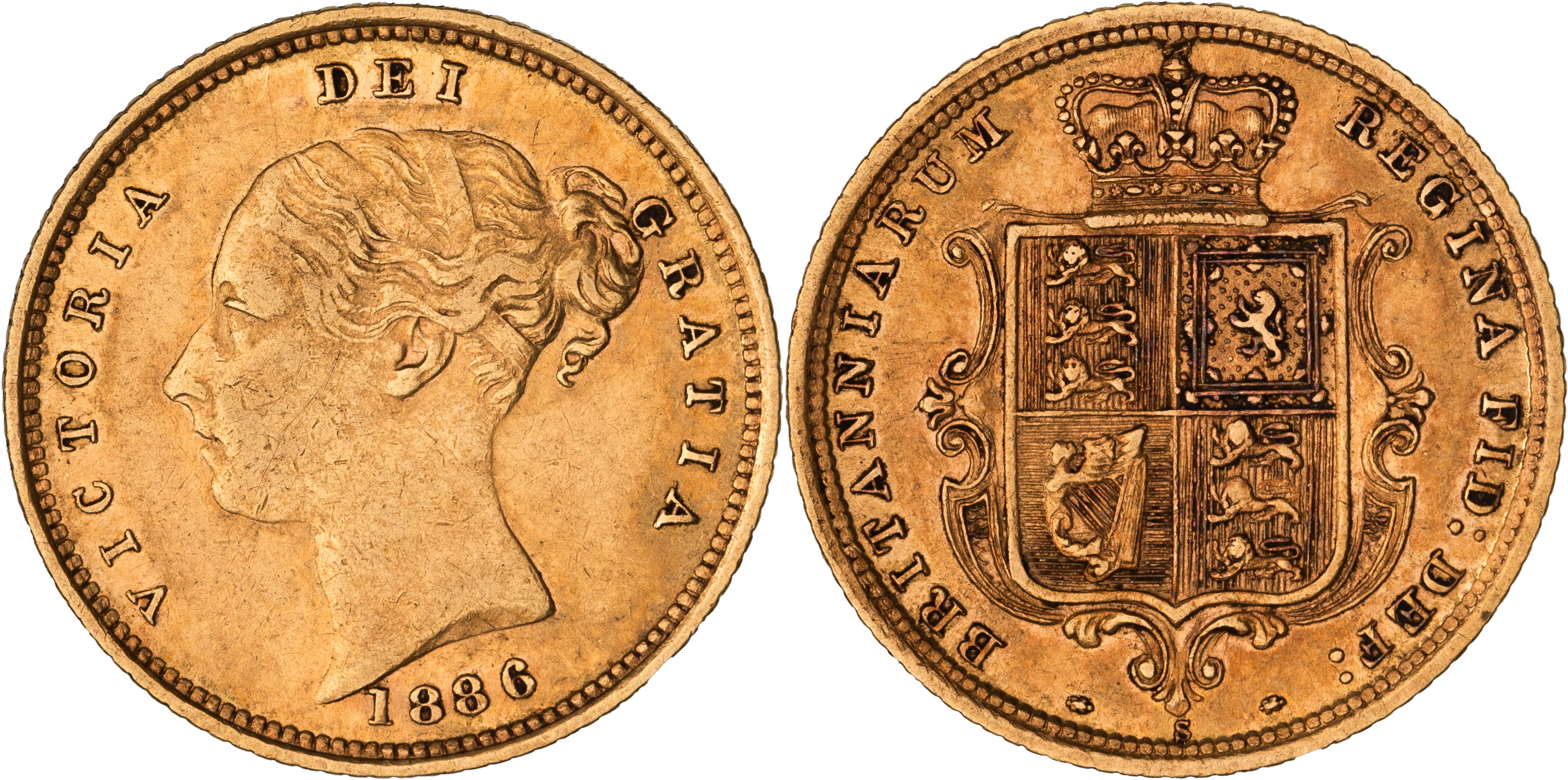 Victoria, Half Sovereign, 1886-S, PCGS AU50