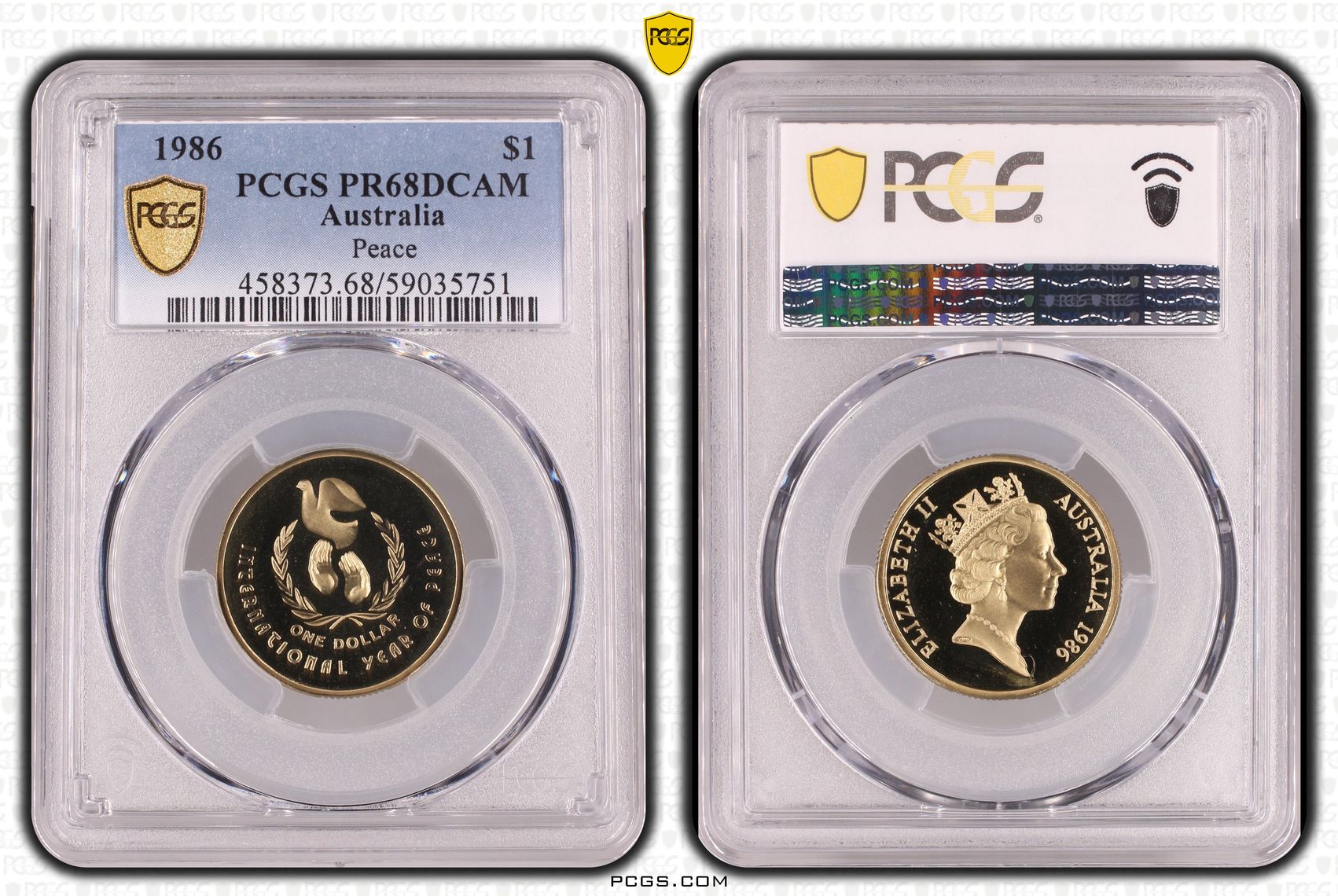 Peace, One Dollar, 1986, PR68DCAM
