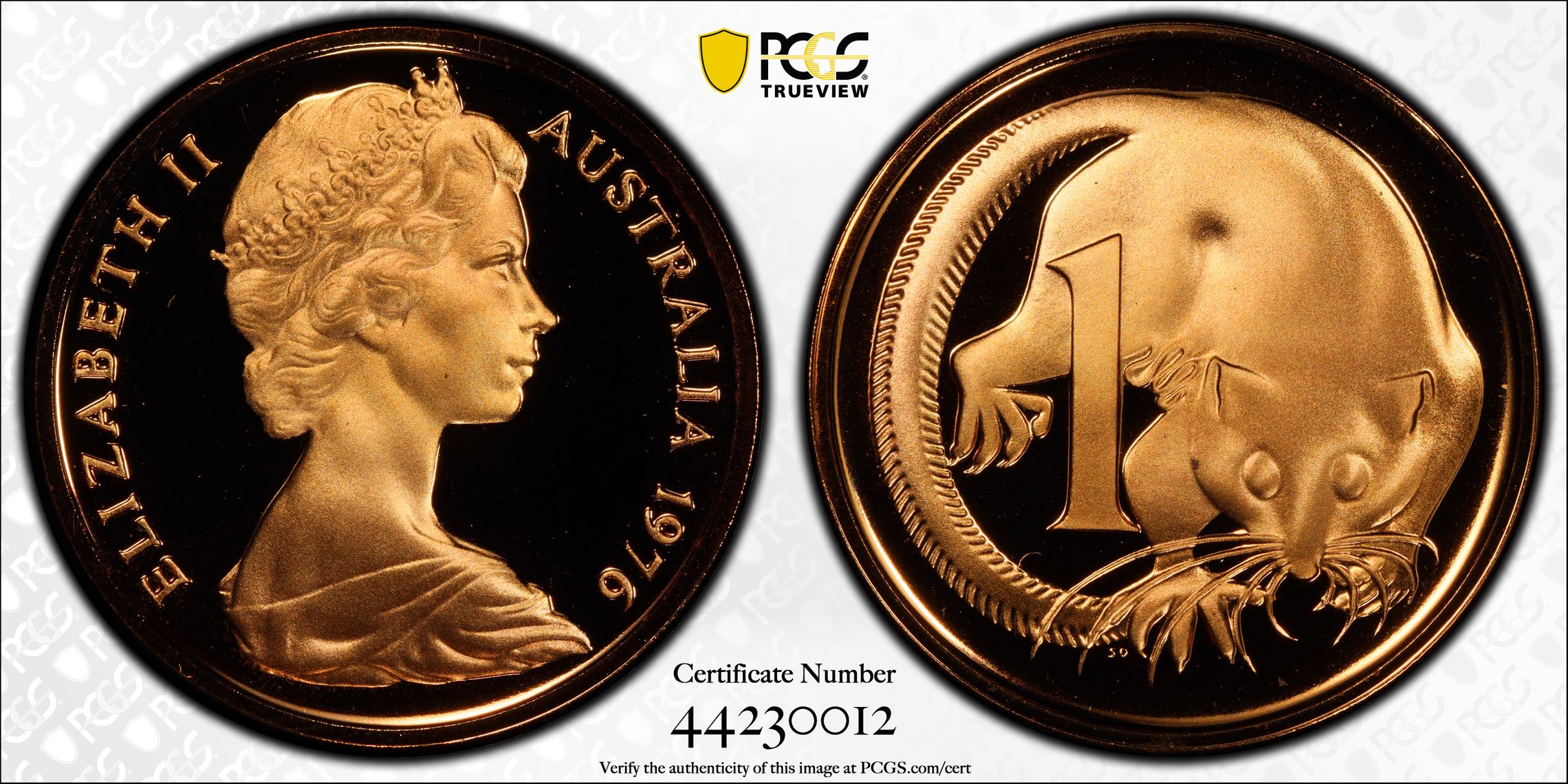 One Cent, 1976, Pcgs Pr69dcam