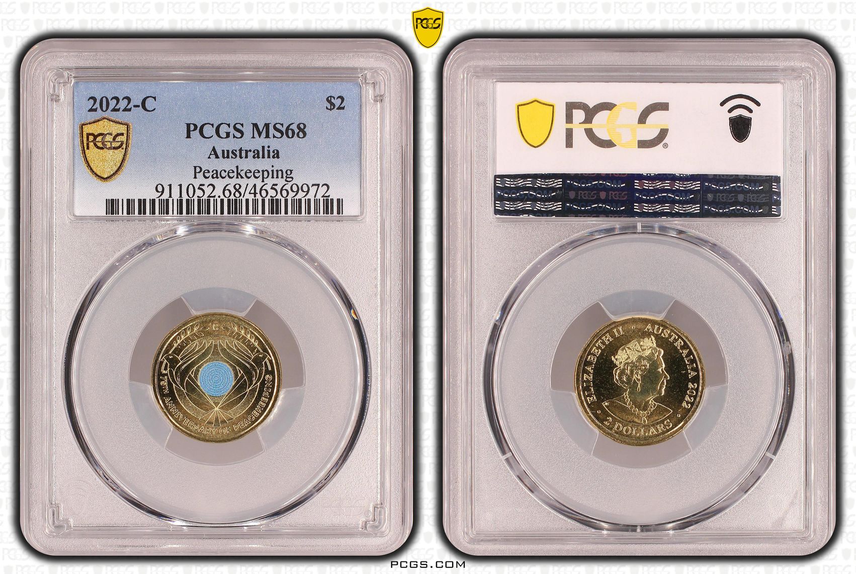 Peacekeeping Colourised, Two Dollar, 2022-C, PCGS MS68