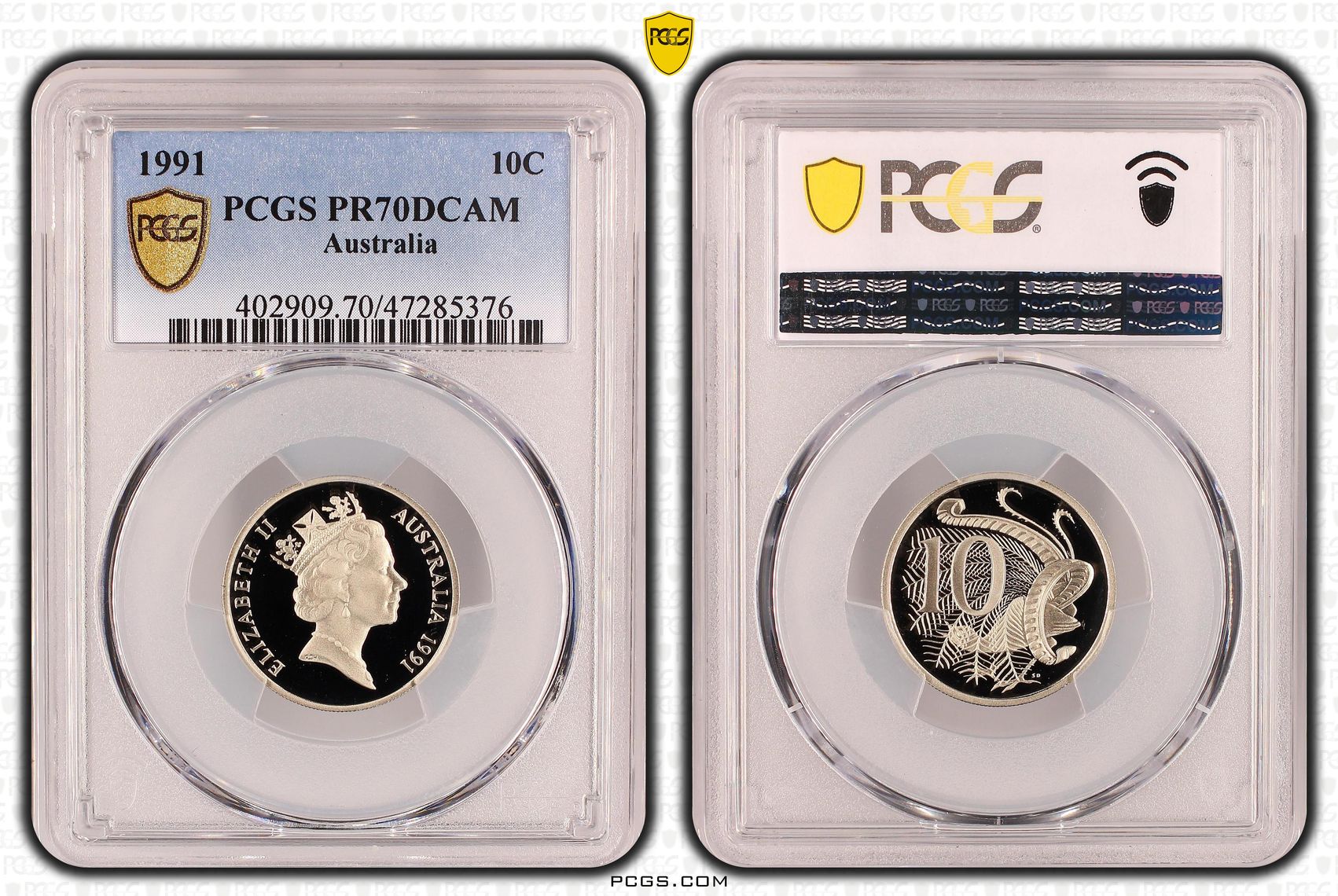 Elizabeth II, Ten Cent, 1991, PCGS PR70DCAM
