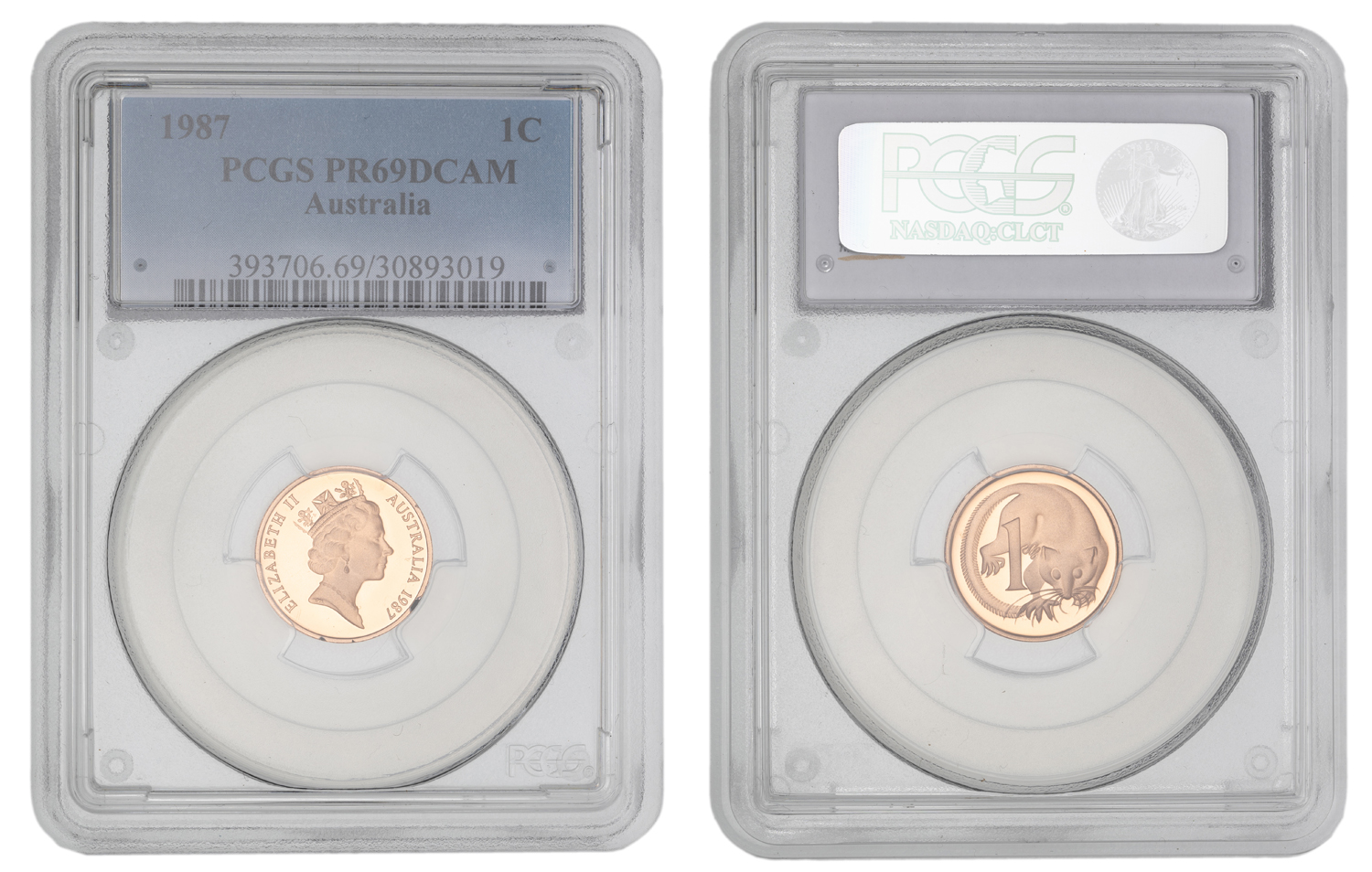 Elizabeth II, One Cent, 1987, PCGS PR69DCAM