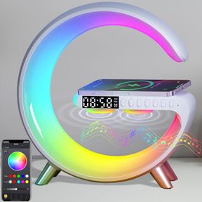 LARGE G LAMP TABLE LAMP WITH WIRELESS CHARGER, ATMOSPHERE LAMP WITH WHITE NOISE, SMART LIGHT SOUND MACHINE, BLUETOOTH SPEAKER WITH