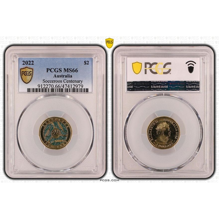 Socceroos Centenary, Two Dollar, 2022, PCGS MS 66