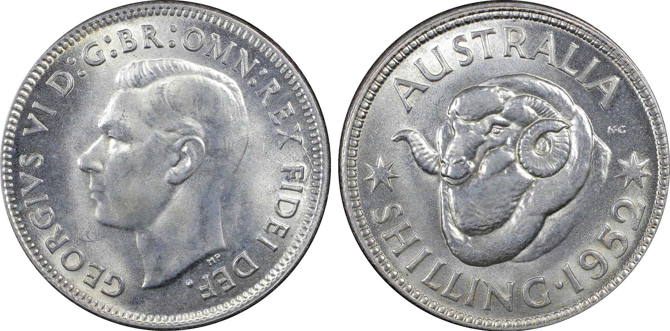George VI, Shilling, 1952, PCGS MS65