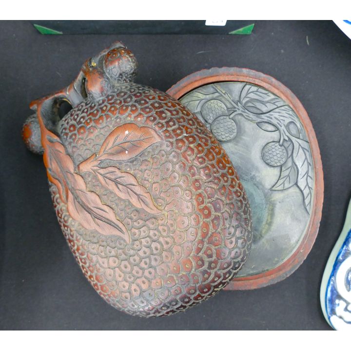 Chinese Fruit Form Ink Stone in Case 7.5''