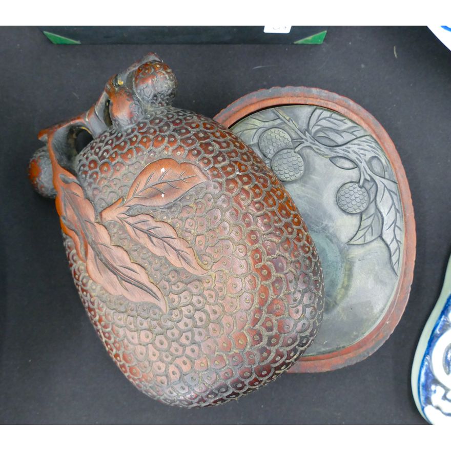 Chinese Fruit Form Ink Stone in Case 7.5''