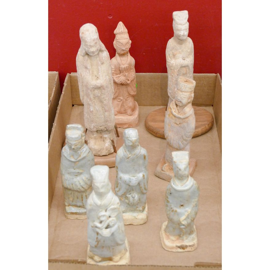 Box 8pc Chinese Han Tomb Figures etc.