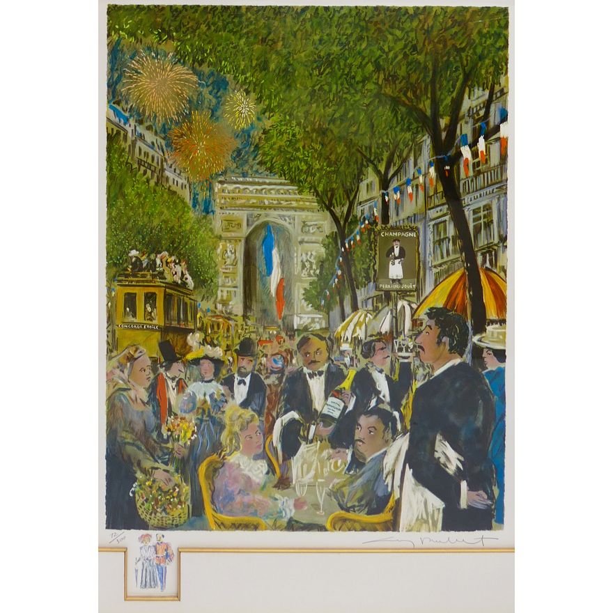 Guy Buffet 'Champs E'Lysee' S/N Lithograph. Edition 72/500.