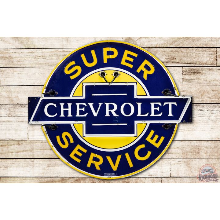 Super Chevrolet Milk Glass Neon Porcelain Sign TAC 8.25