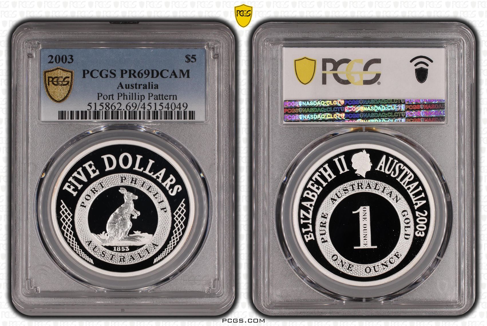 Port Phillip Pattern, Five Dollar, 2003, PCGS PR69DCAM