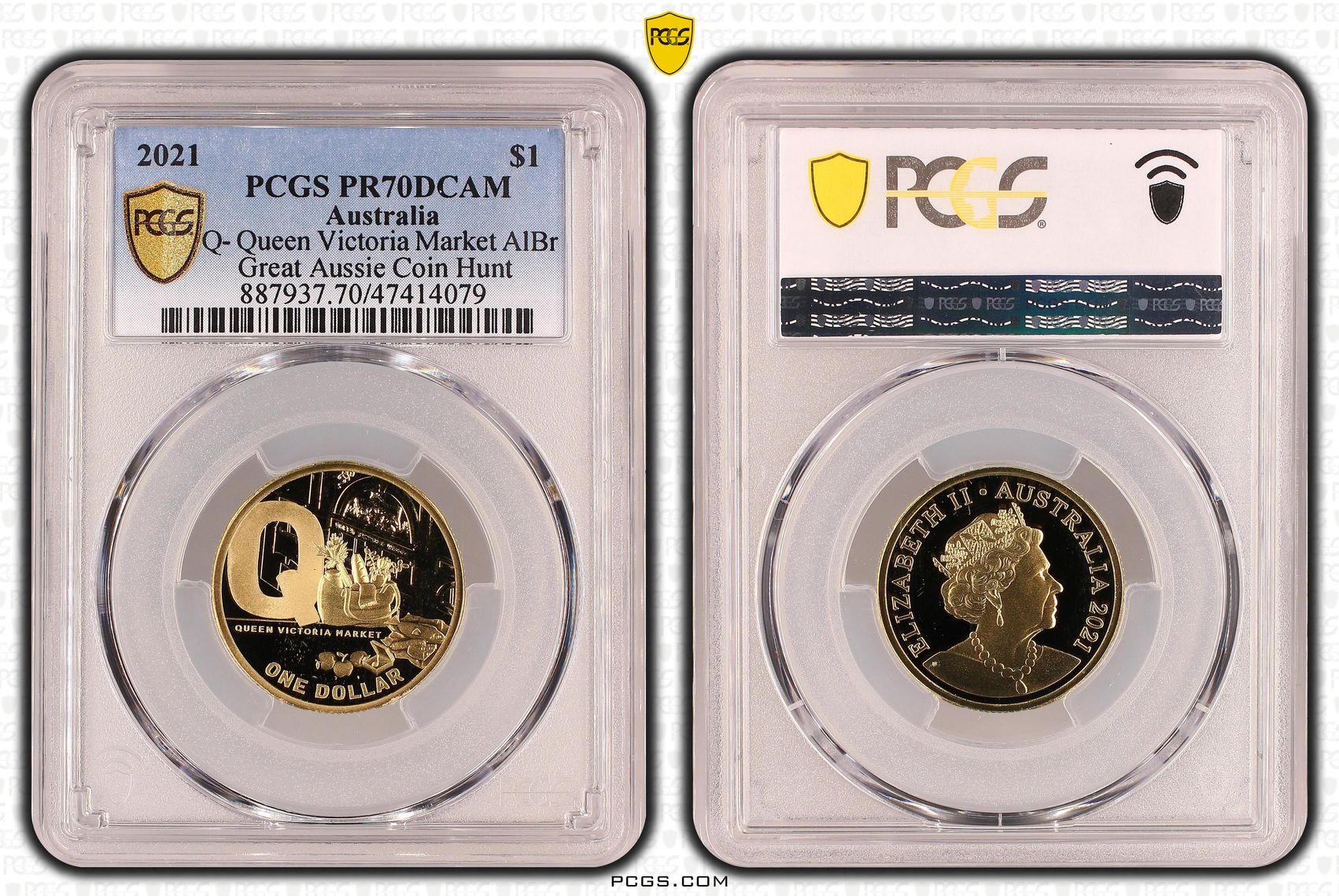 Elizabeth II, Q- Queen Victoria Market AlBr, Pop 19/0, One Dollar, 2021, PCGS PR70DCAM