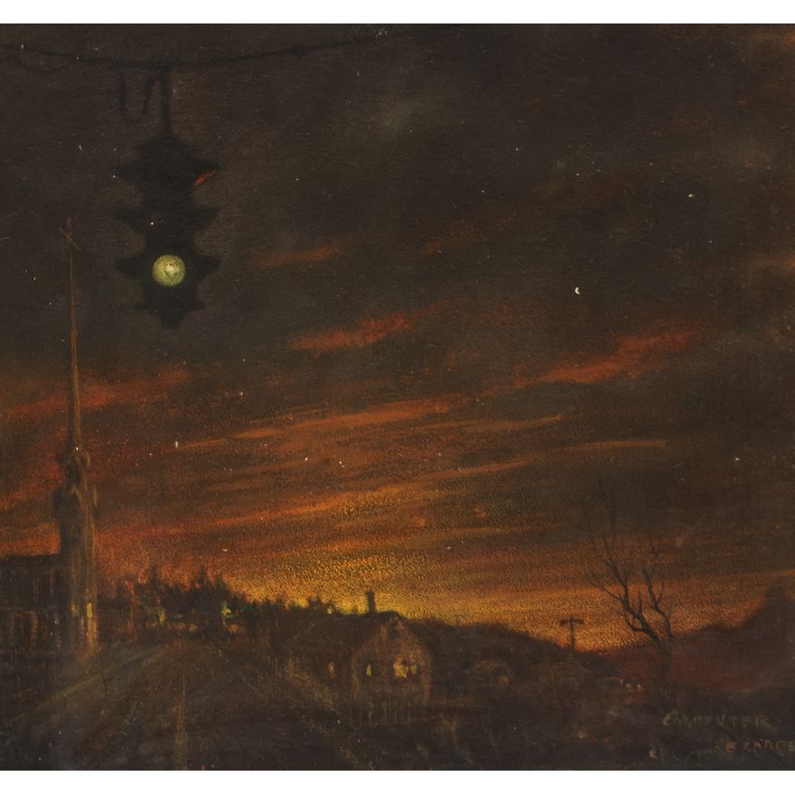 E. Carpenter ''Night Landscape with Stoplight'' Pastel