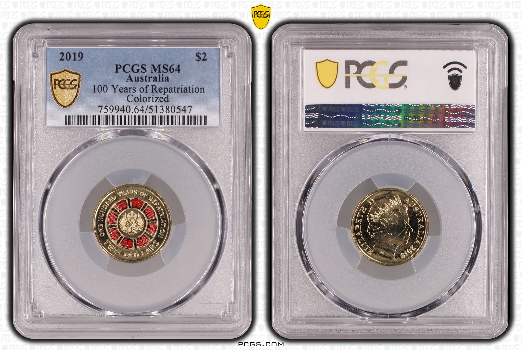 100 Years of Repatriation - Colorized, Two Dollar, 2019, PCGS MS64