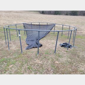 Large swimming pool frame with large sunscreen netting