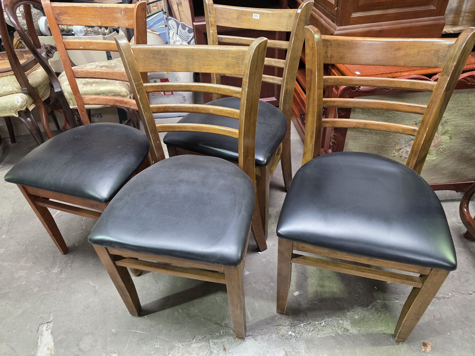271 · 4 TIMBER MUSTANG STYLE DINING CHAIRS