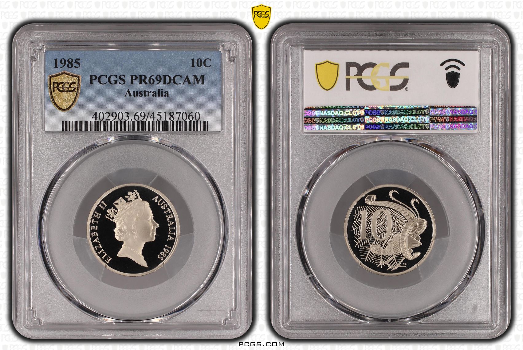 , Ten Cent, 1985, Pcgs Pr69dcam