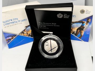 2014 COMMONWEALTH GAMES GLASGOW SILVER PROOF 50 PENCE