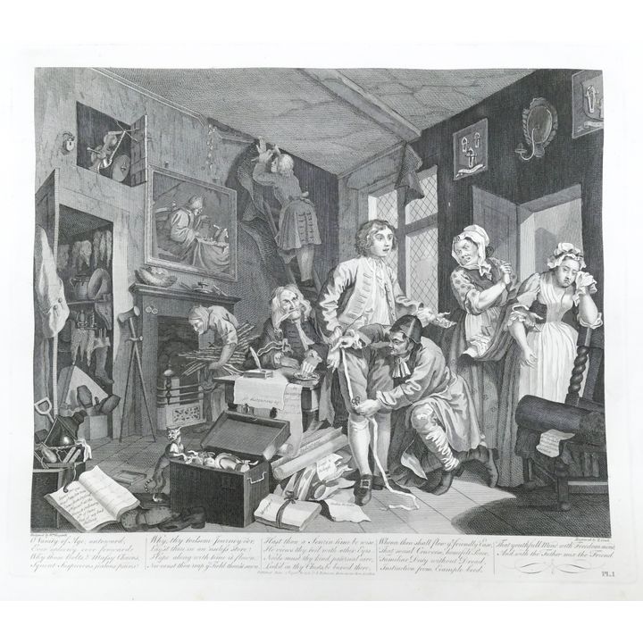 Rake's Progress' Etchings by Thomas Cook after William Hogarth- 7pc Set- 17x23.5'' sheets