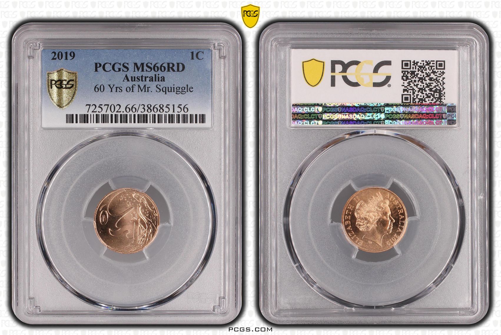 280 · 60 Yrs of Mr. Squiggle, One Cent, 2019, PCGS MS66RD