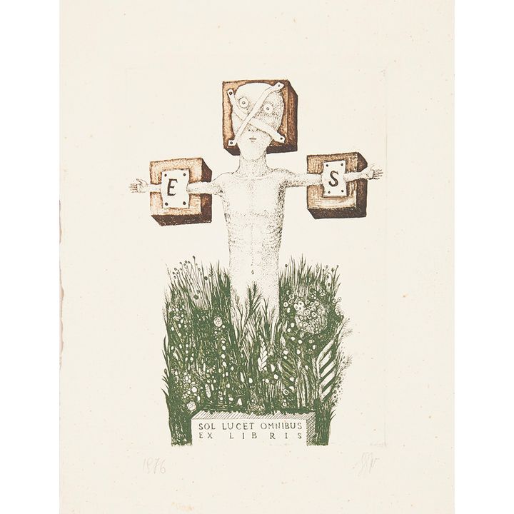Stasys Eidrigevicius | Ex libris Stasys Eidrigevicious, Słońce świeci dla wszystkich, 1976 r.