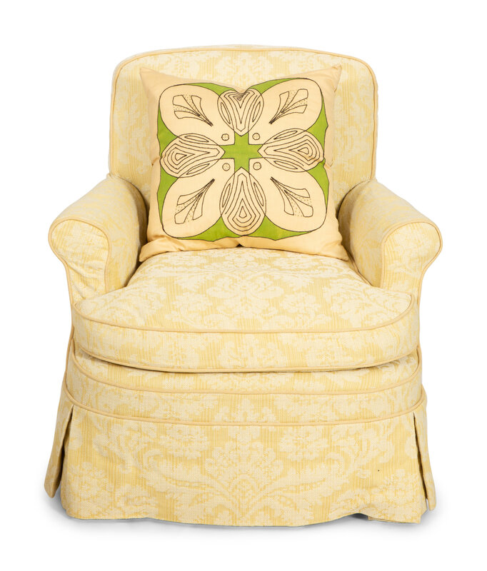 A Yellow Cotton-Slip Covered Club Chair