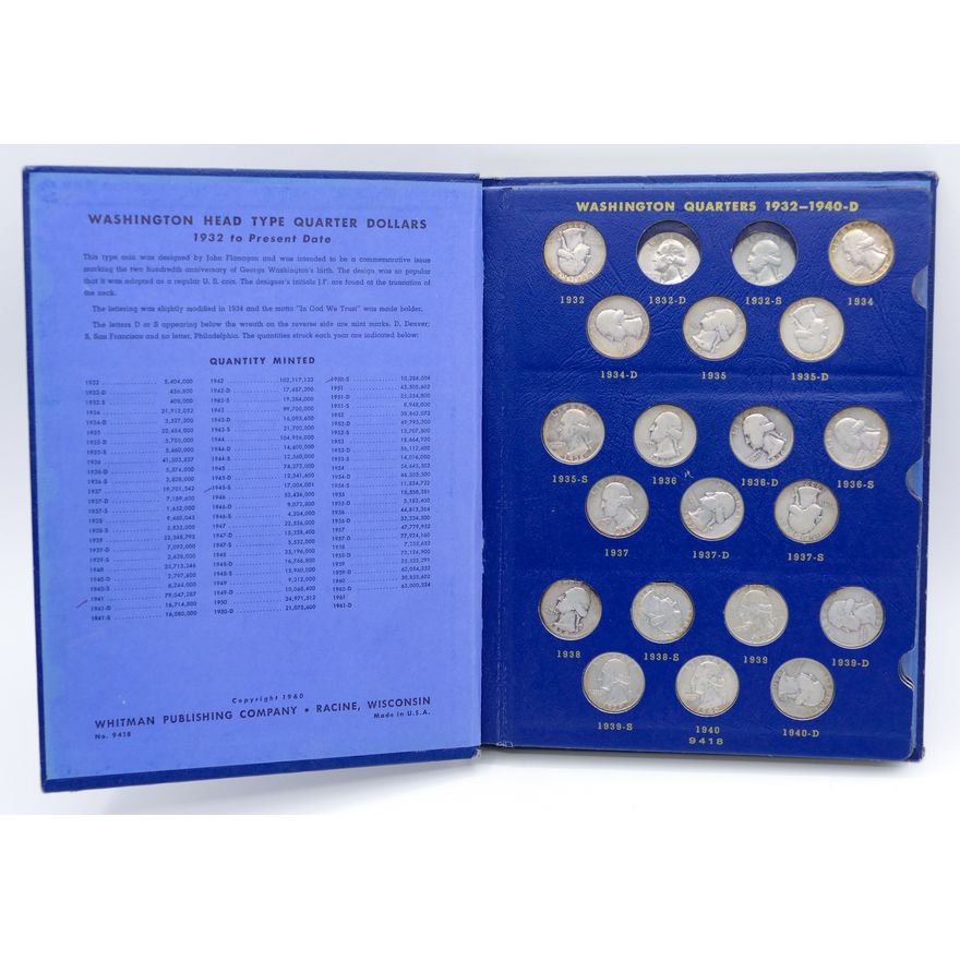 Whitman US Washington Silver Quarter Book 81pc