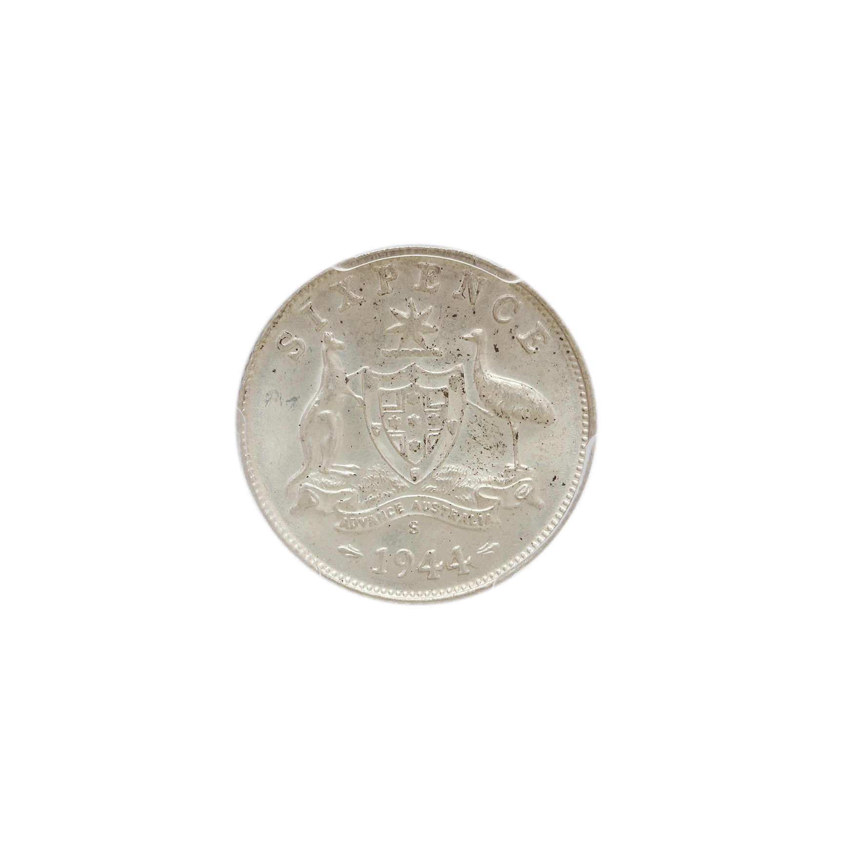 George VI, Sixpence, 1944S, MS65