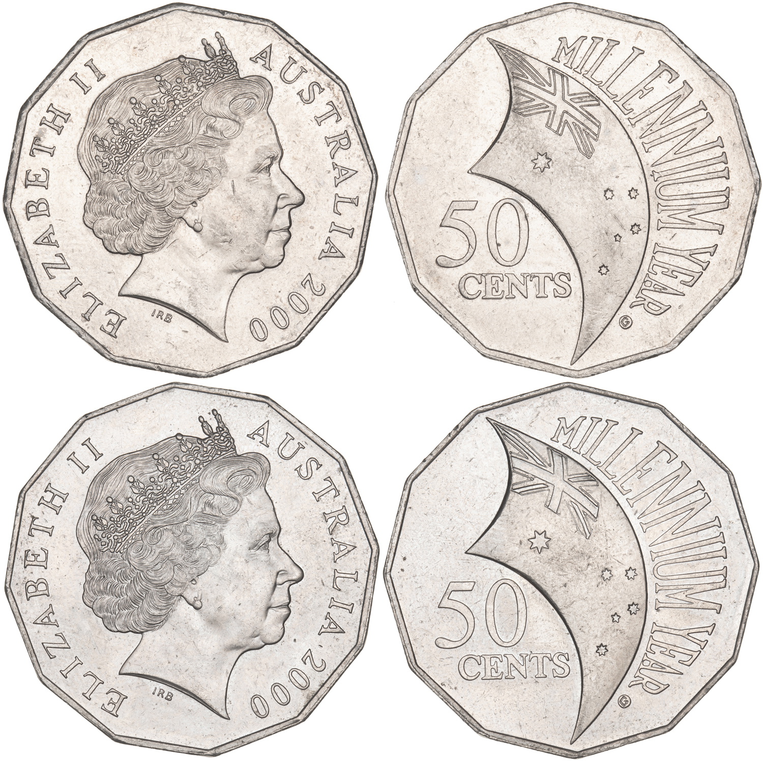 Elizabeth II, Fifty Cents, 2000, aUNC