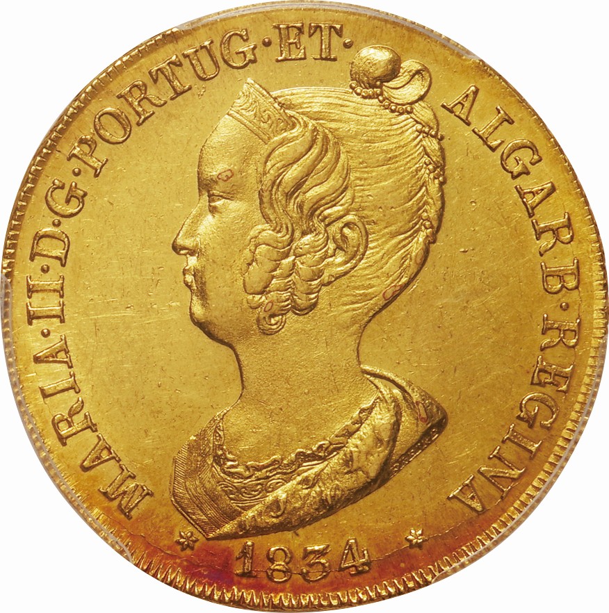 ポルトガル 銀貨】1843年 500レイス銀貨 マリア2世