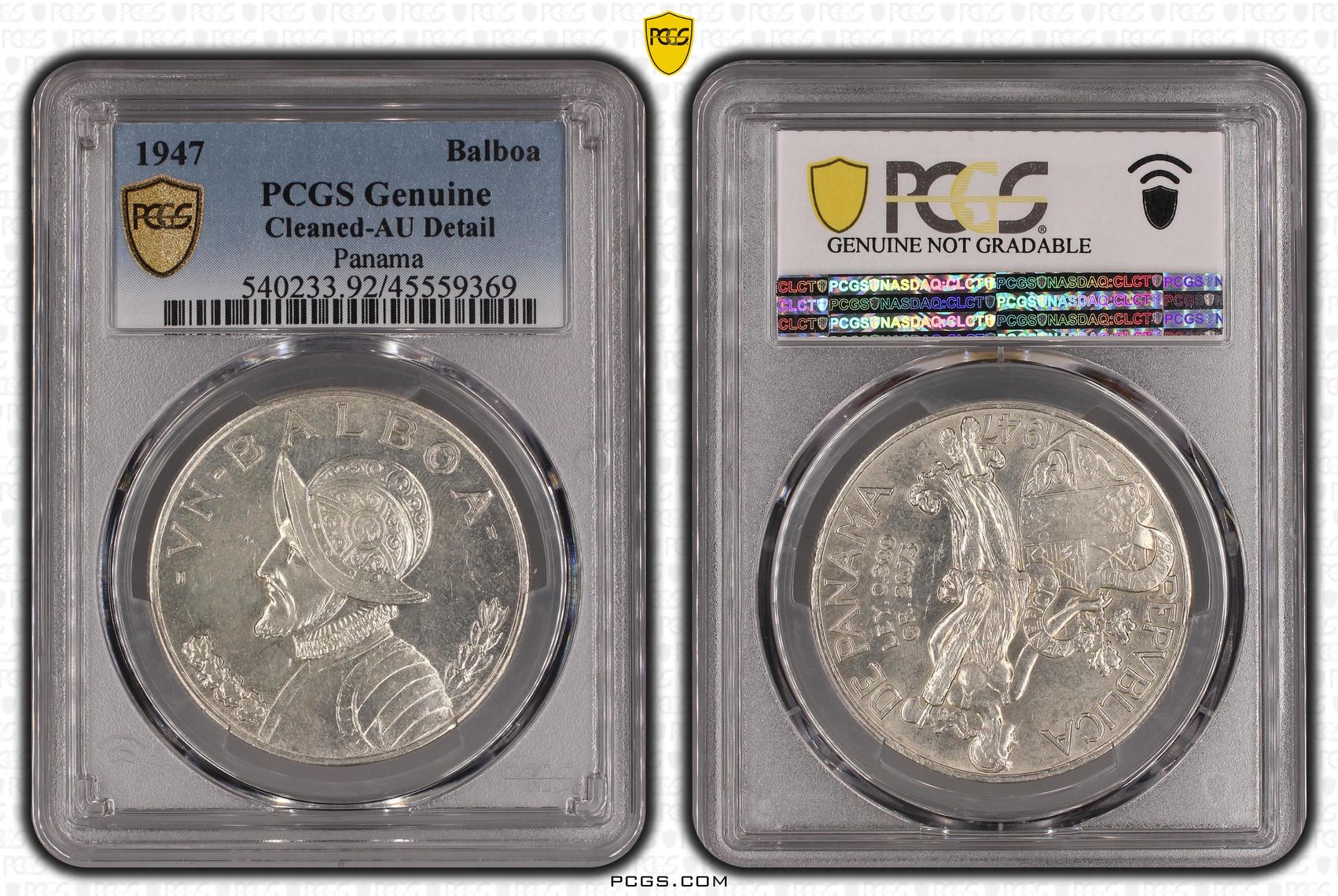 Panama, Balboa, 1947, PCGS Genuine - AU Details (92 - Cleaned)