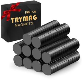 TRYMAG MINIATURE 150 PCS TINY 3X1MM MAGNETS SMALL BLACK ROUND NEODYMIUM DISC MAGNETS MINI RARE EARTH FOR FRIDGE, CRAFTS, WHITEBOAR