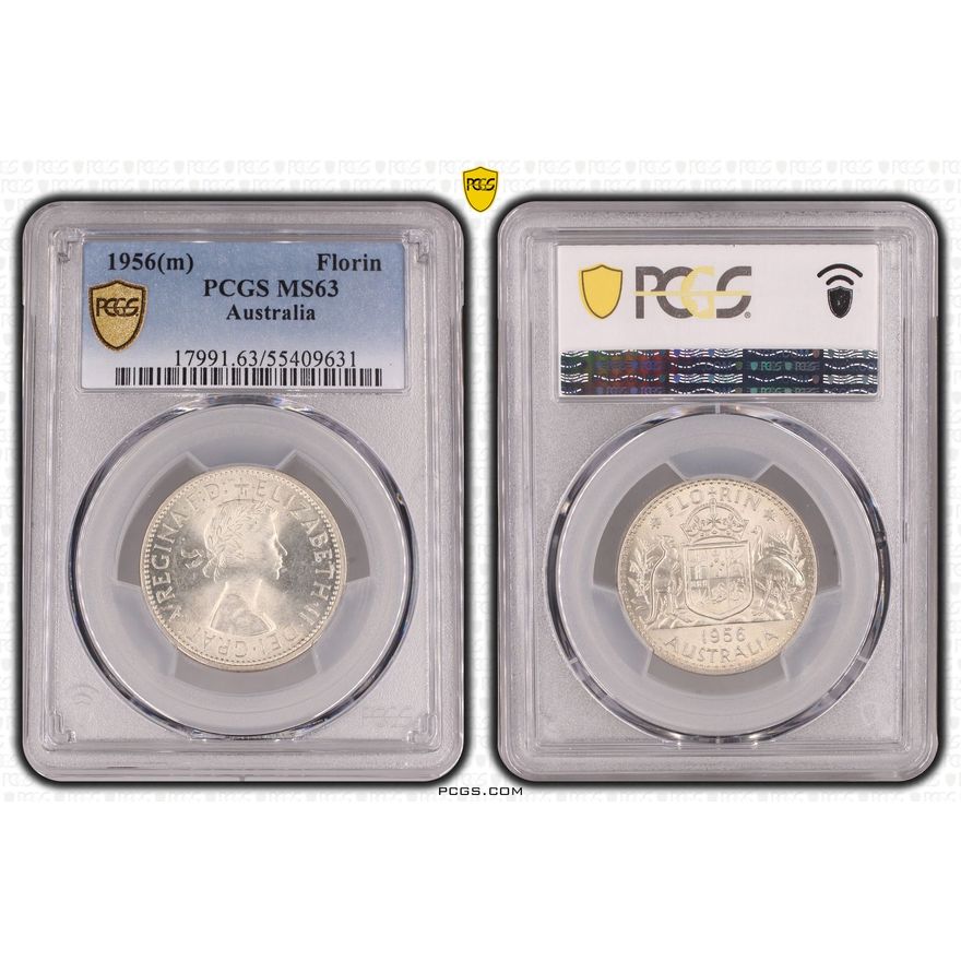 Elizabeth II, Florin, 1956(m), PCGS MS63